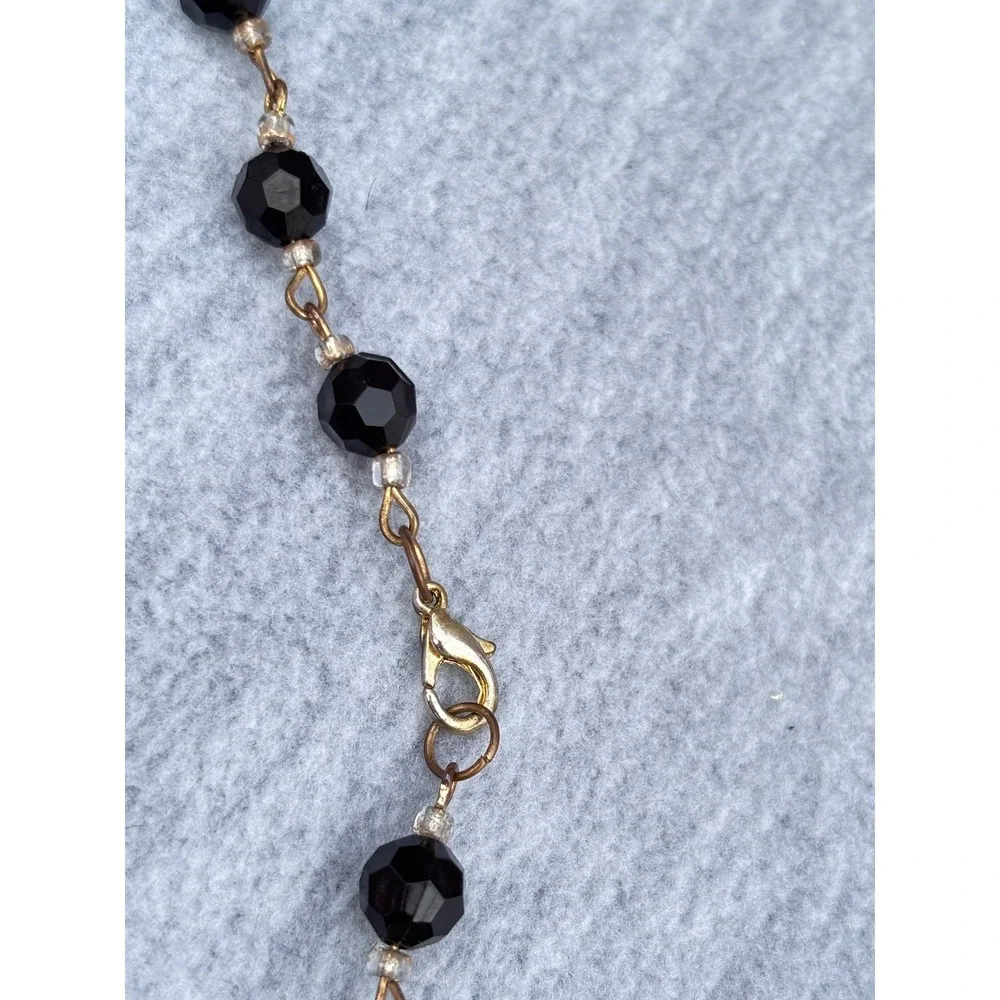 Dark Academia Beaded Jewelry Black Gold Tone‎ Acrylic Metal Necklaces Faceted